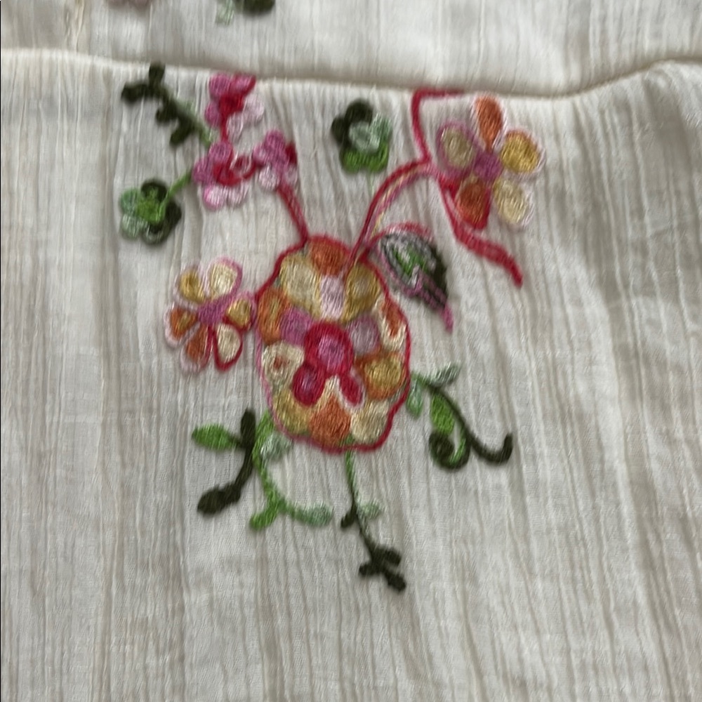 Floral Embroidered White Dress Boho - Picture 4 of 8